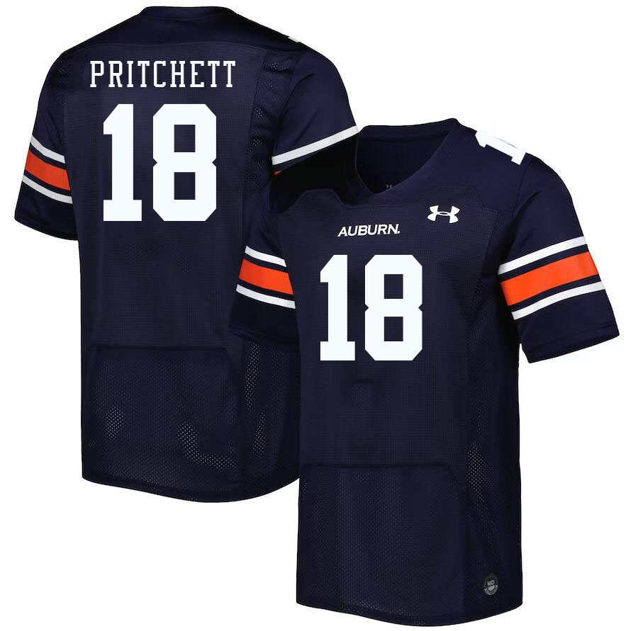 Men #18 Nehemiah Pritchett Auburn Tigers College Football Jerseys Stitched-Navy